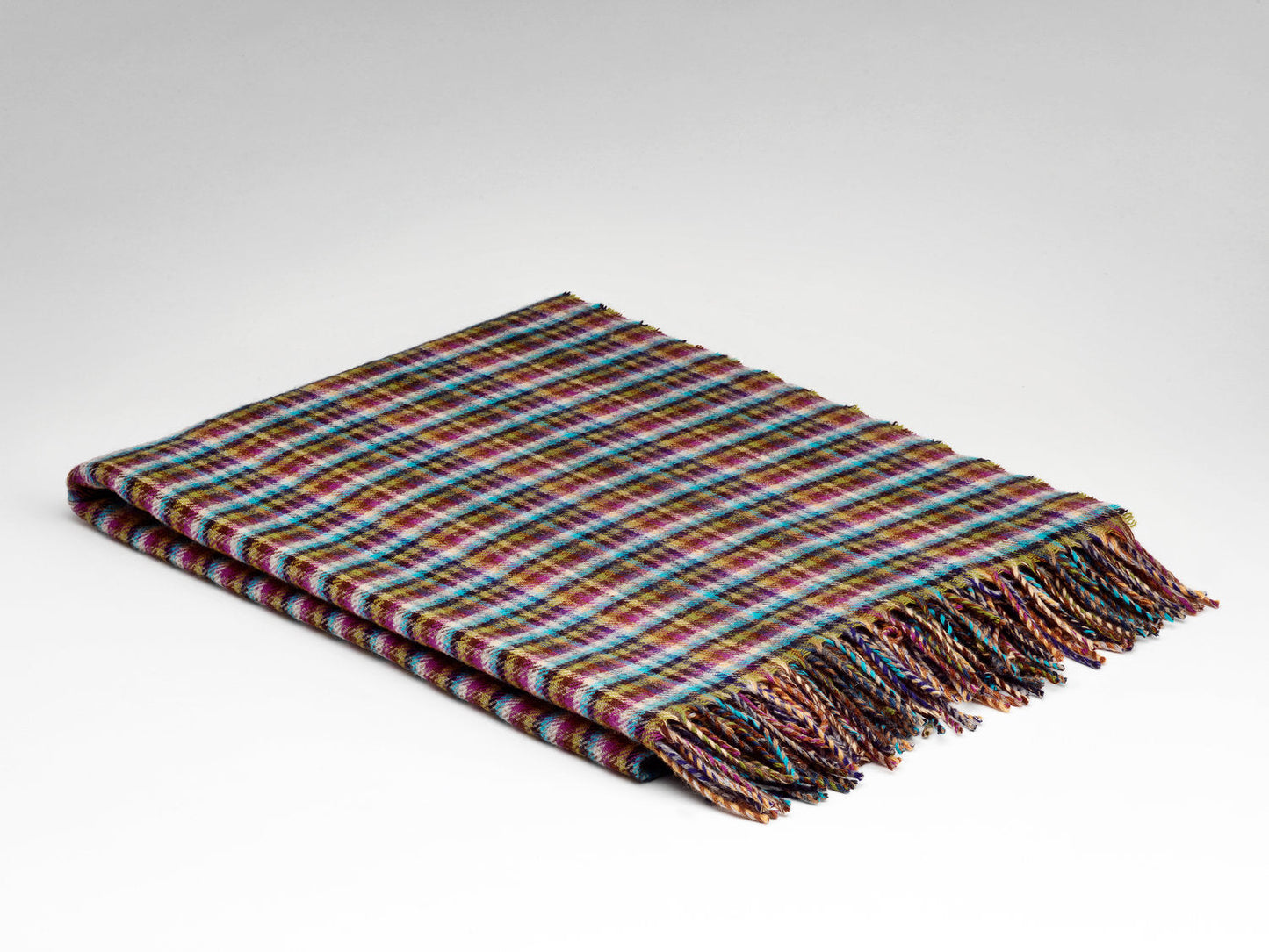 McNutt Lambswool Throw - Scuba Blue Mini Check