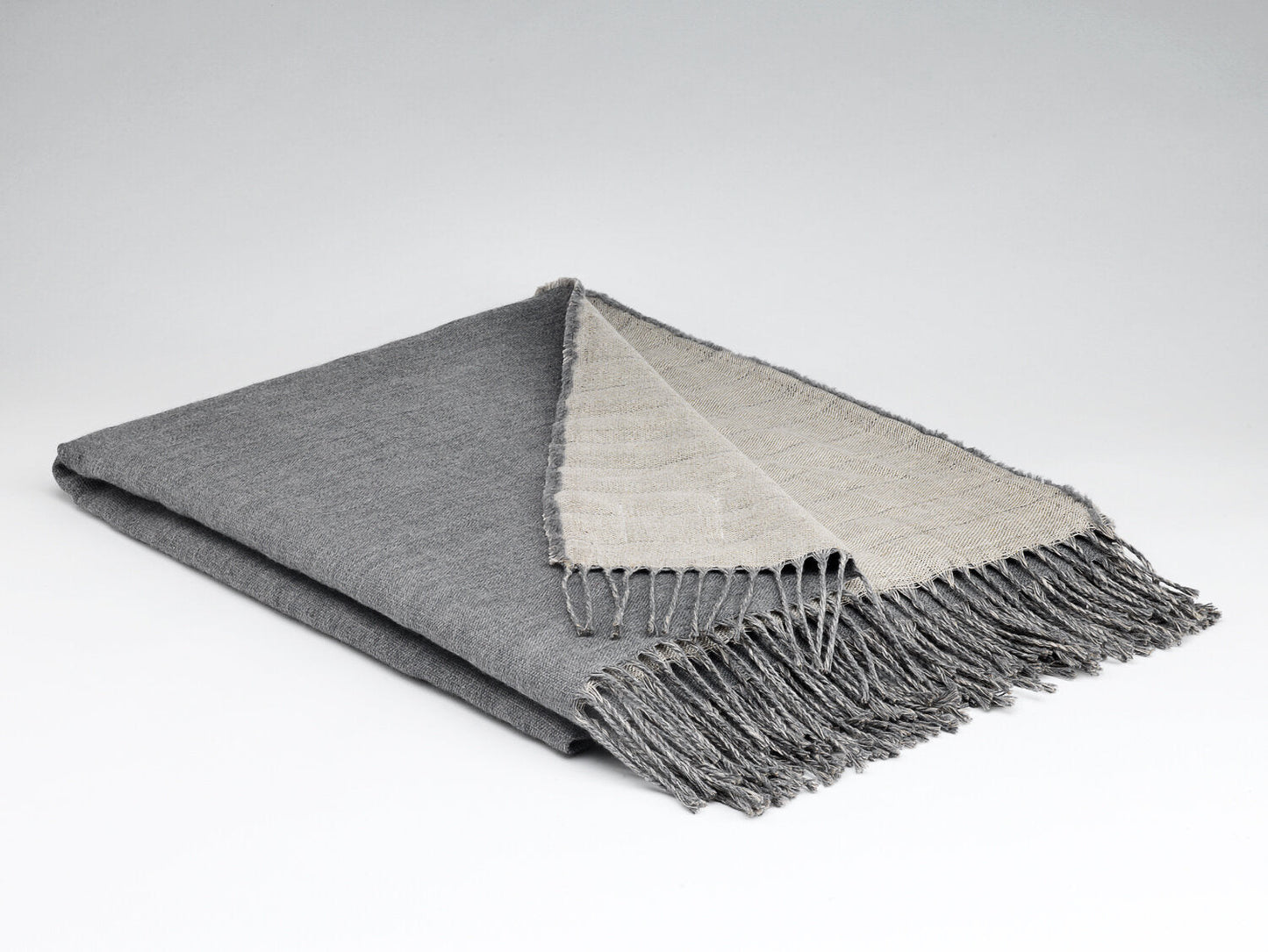 McNutt Linen & Lambswool Throw - Reversible Feather Grey