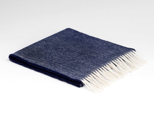 McNutt Lambswool Scarf - Navy Herringbone