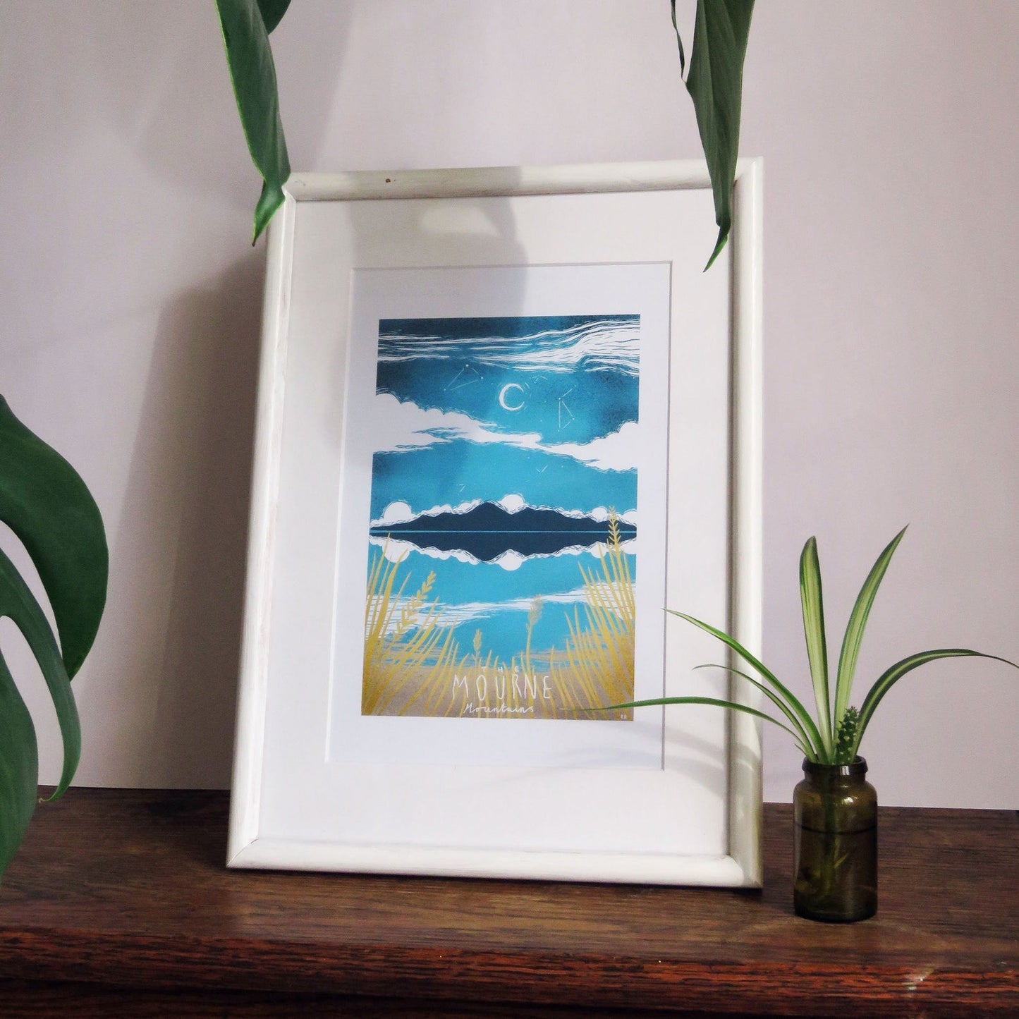 Rhea Hanlon - A4 Mounted Print - Mournes in Blue