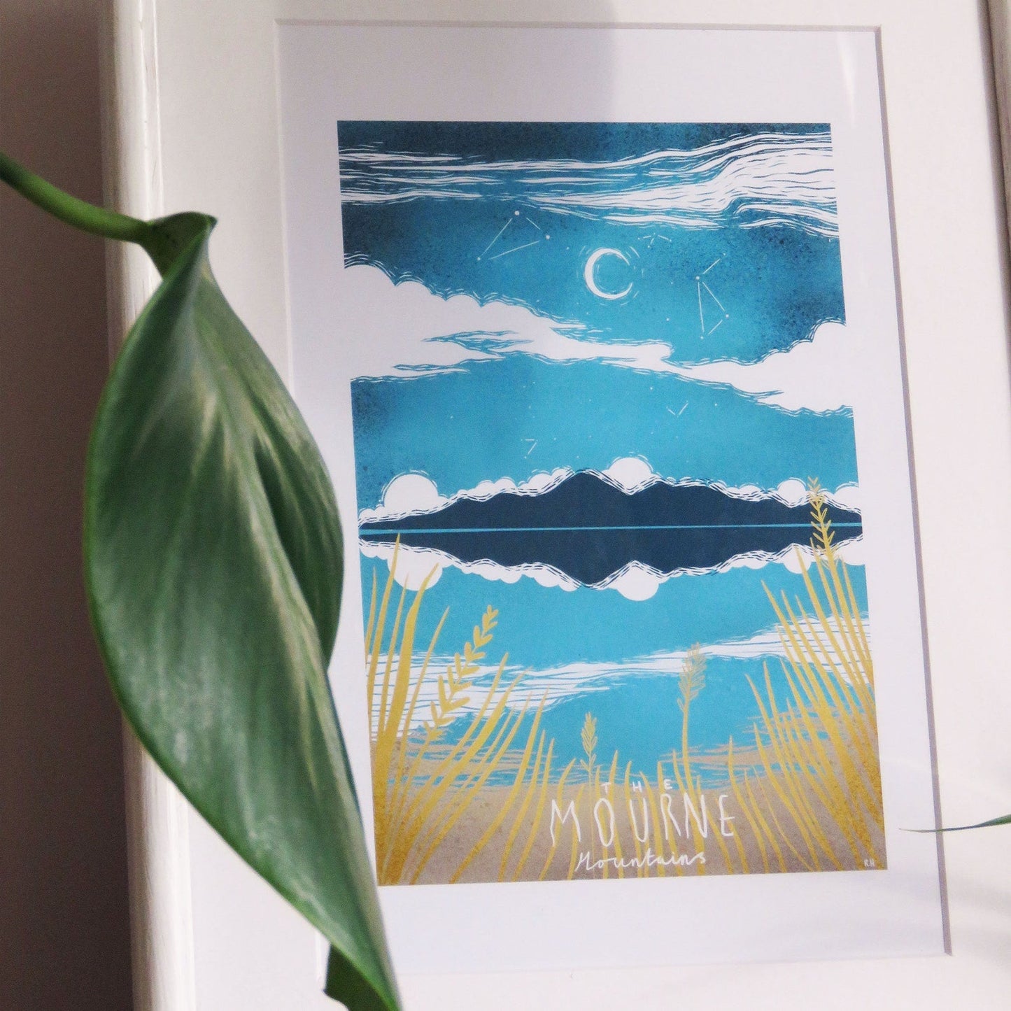 Rhea Hanlon - A4 Mounted Print - Mournes in Blue