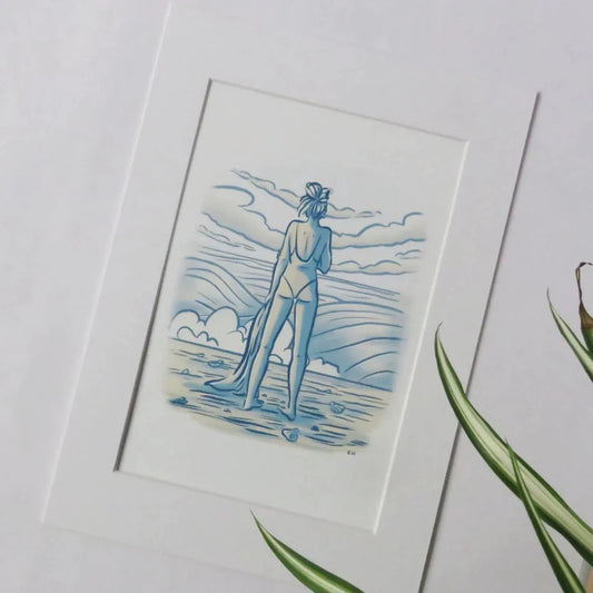 Rhea Hanlon A4 Print - Waiting By The Waves